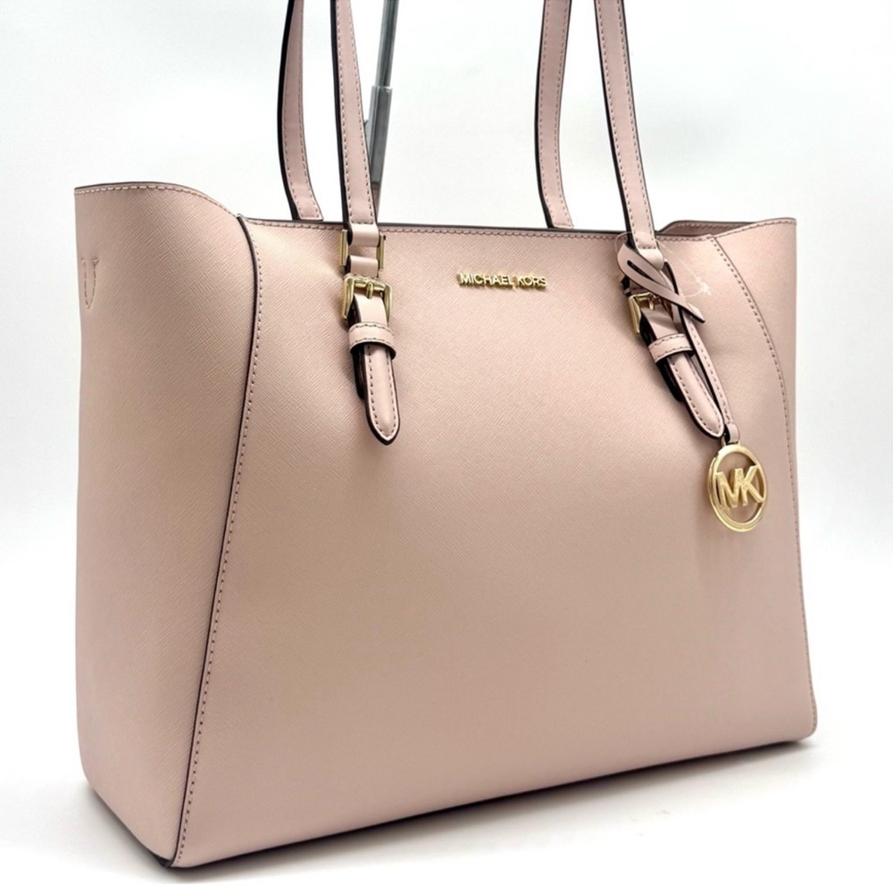 Michael Kors Charlotte LG Tote Bag 3 IN 1 Leather Shoulder Bag Powder Blush